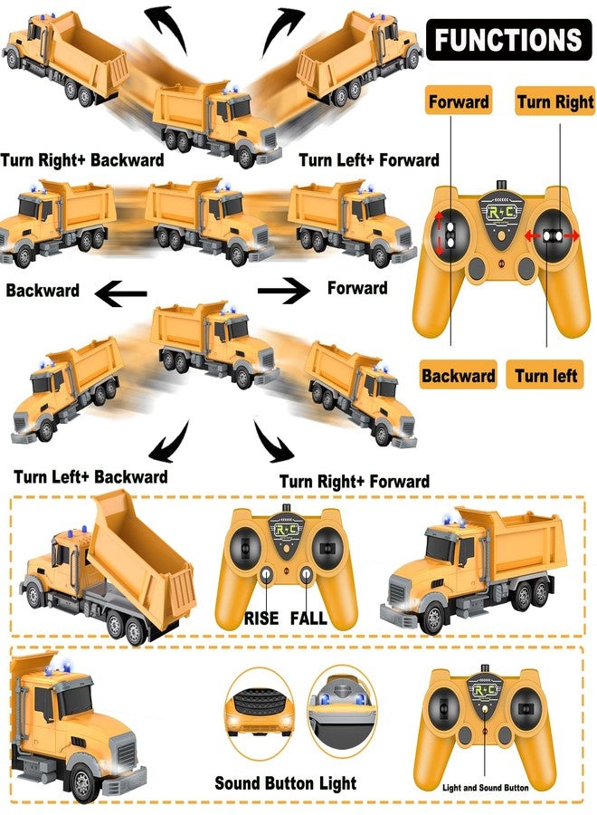 CALEST Remote Control Construction Dump Truck Toy RC Vehicle,6 Channel Trucks Toys with 2 Rechargeable Batteries，1/24 Scale Dump Trucks，Birthday Gifts Ideas for Boys Age 3-8 Year Old - Image 5
